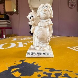 Vintage Chalkware Figurine "The Devil Made Me Do‎ It!" W. Berrie Made in USA